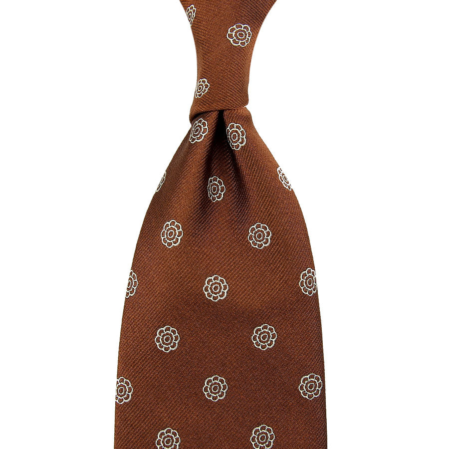 Shibumi Flower Jacquard Silk Tie Hand Rolled