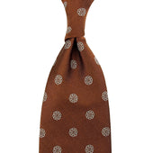 Shibumi-Flower Jacquard Silk Tie - Copper - Hand-Rolled