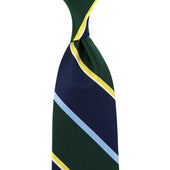 Japanese Repp Stripe Silk Tie - Forest / Navy