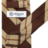 Repp Stripe Silk Tie Brown Beige