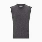Grey Melange V Neck Cashmere Vest