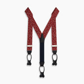 Pink And Navy Circle Red Adjustable Silk And Navy Leather Braces