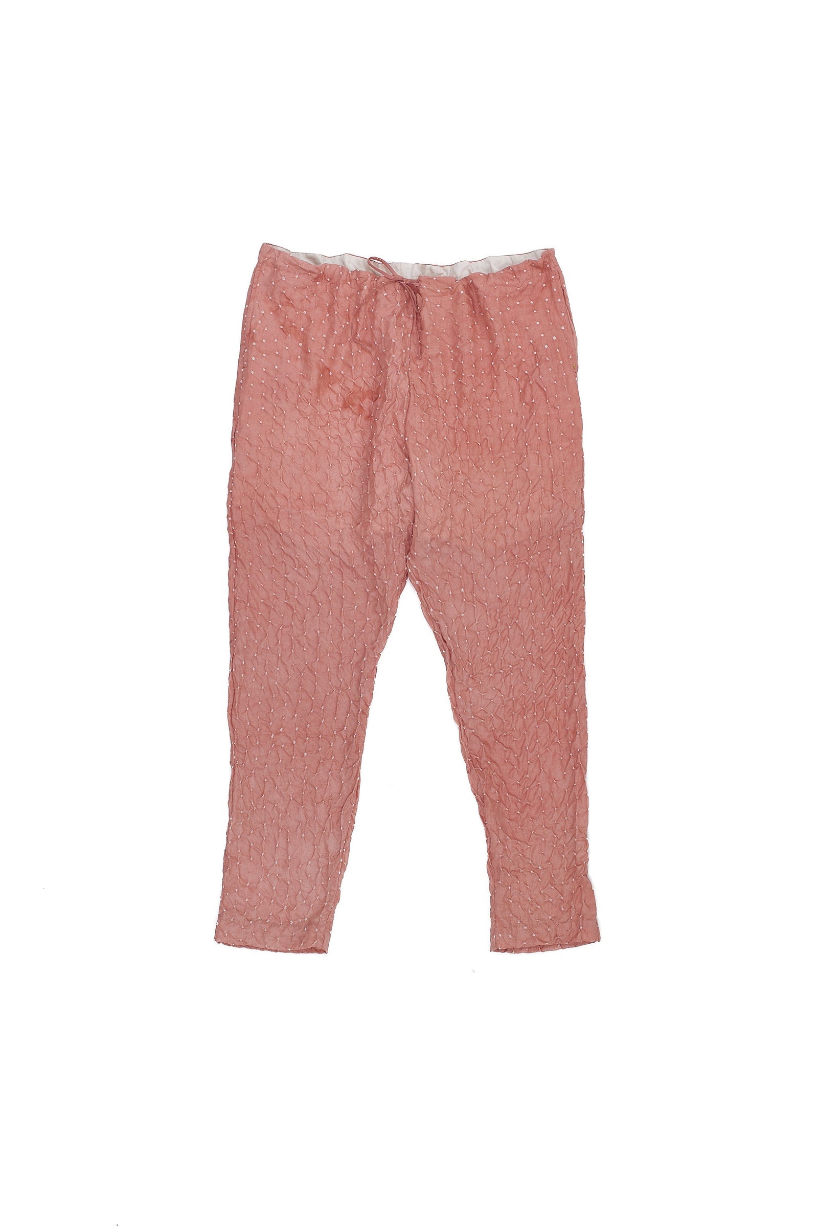 Chalk Pink Bandhani Silk Unisex Pajama'S