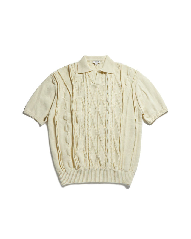 ASYMMETRICAL CABLE HALF KNIT / CREAM