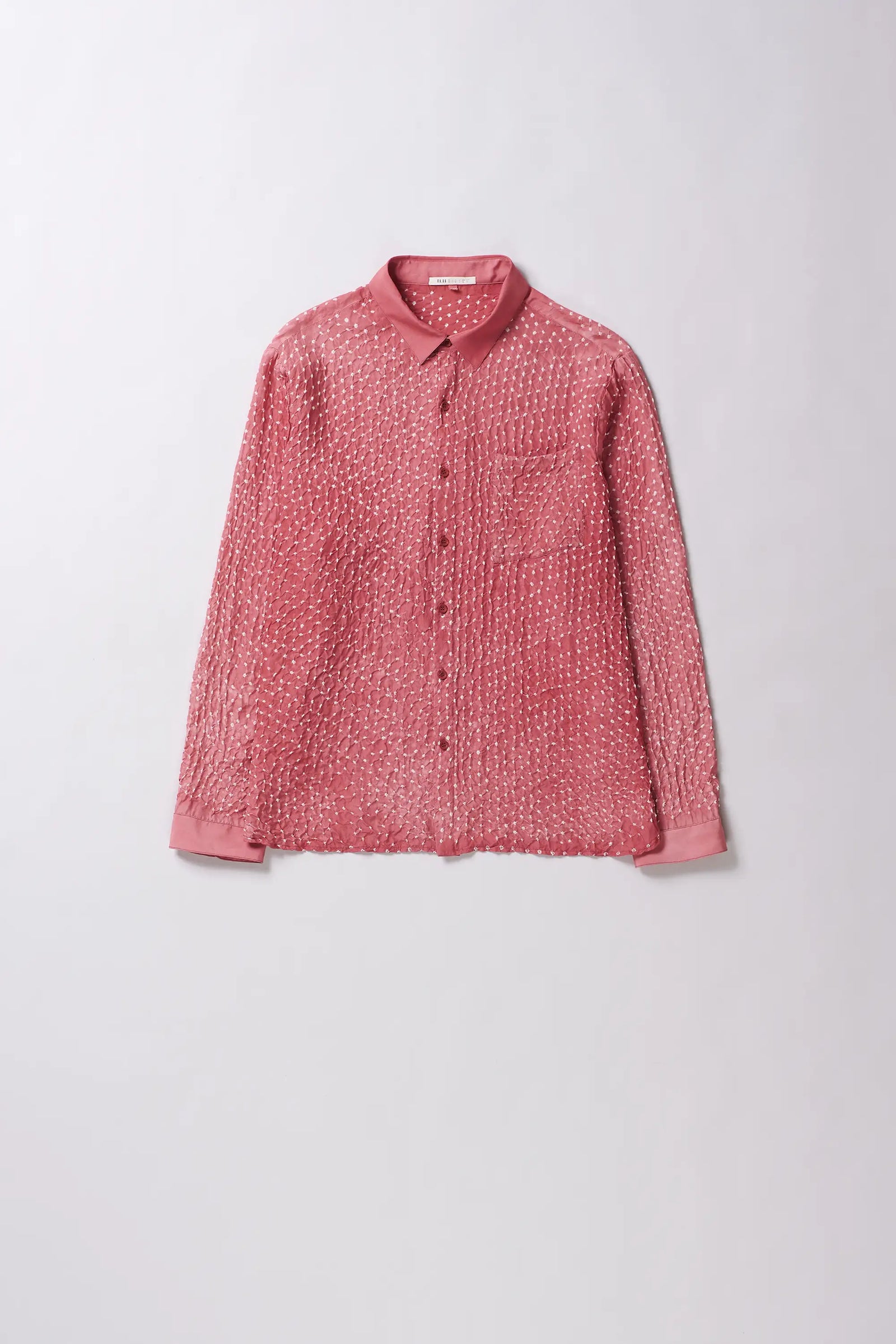 Pink Wood Dyed Bandhani Silk Shirt