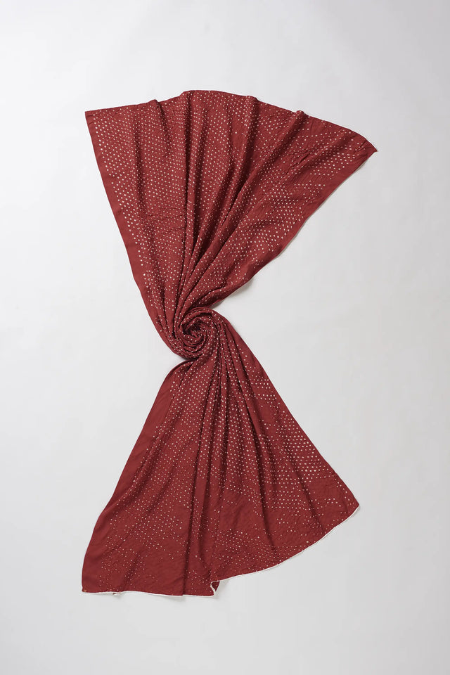 ALL-OVER BANDHANI SHAWL IN RED