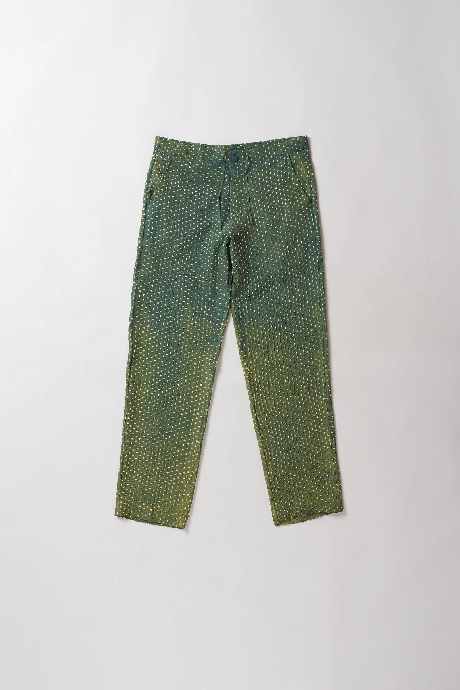 Bottle Green All Over Bandhani Pant