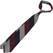 Triple Block Stripe Cashmere Silk Grenadine Tie Navy Burgundy
