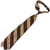 Repp Stripe Silk Tie Brown Beige