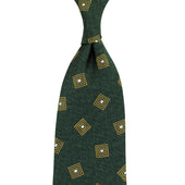 Geometrical Japanese Boucle Silk Tie - Forest