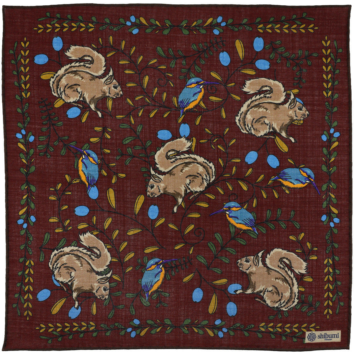 Animal Motif Wool Silk Pocket Square 40x40cm