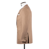 Double Breasted Peak Lapel Suit In Wool Silk And Linen