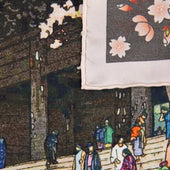Ukiyo E Silk Pocket Square Sakura Mairi 40x40cm