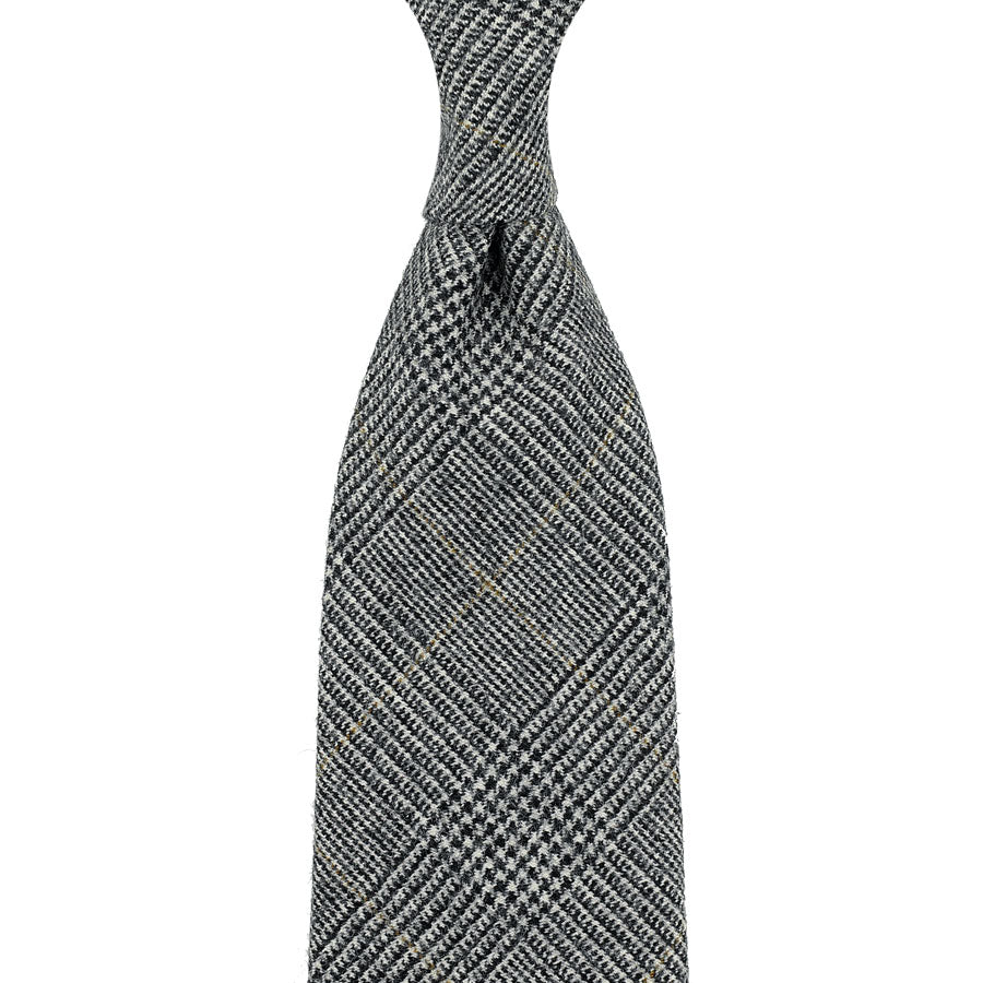 Glencheck Wool Tie Grey Hand Rolled