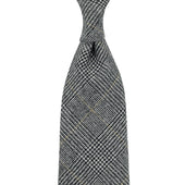 Glencheck Wool Tie - Grey - Hand-Rolled