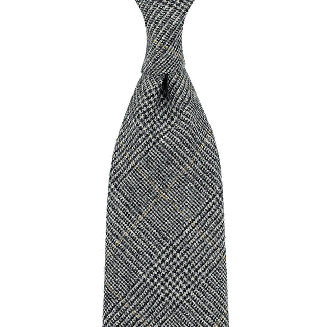Glencheck Wool Tie - Grey - Hand-Rolled