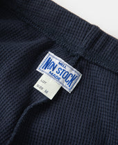 1970s Heavyweight Waffle Knit Jogger Pants - Navy