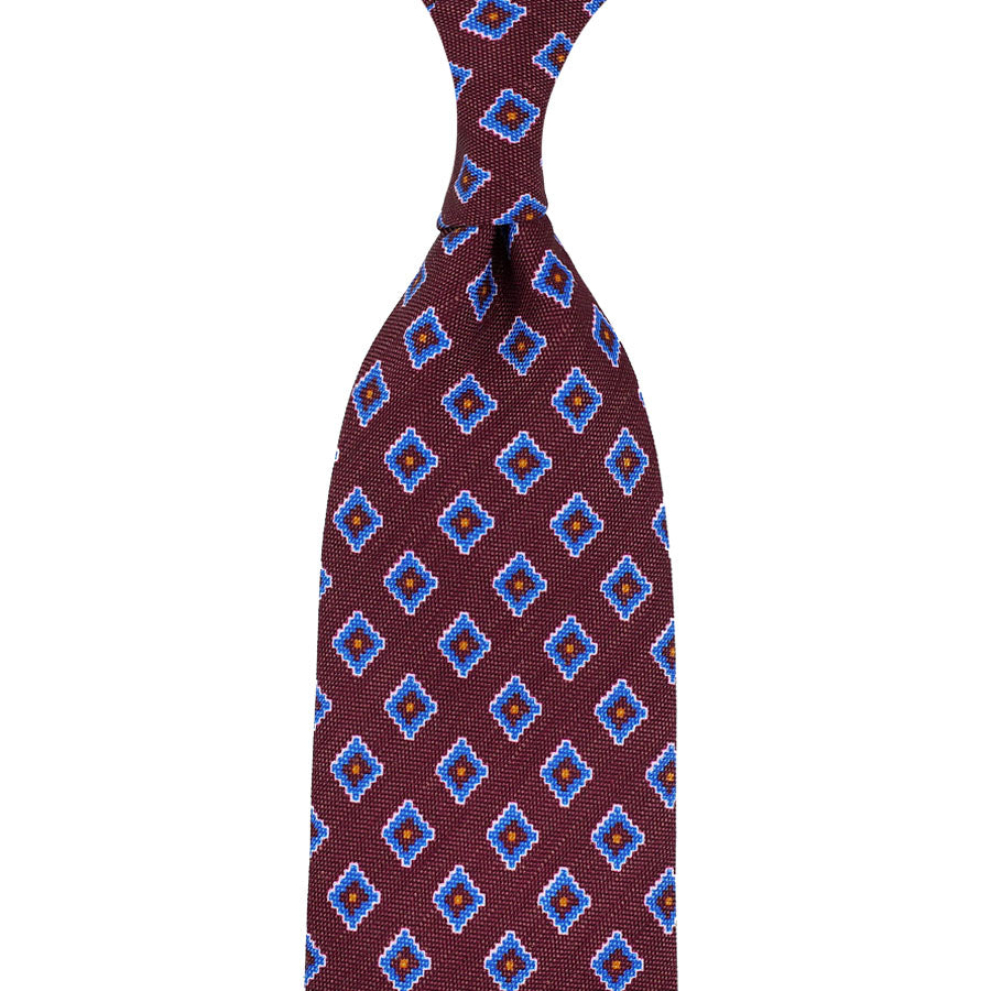 Floral Printed Silk Linen Tie Hand Rolled