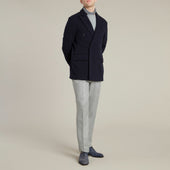 Double Breasted Cashmere Blend Unstructured Knitted Blazer In