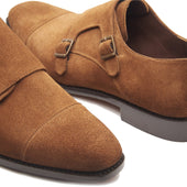 Leon Cap Toe Double Monk Strap Suede Hand Welted Classics Collection