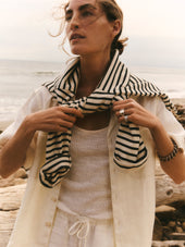 Sea Shell Crosshatch Linen Camp Shirt