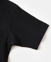 1950s Ribbed Cotton-Spandex Blend T-Shirt - Black