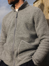 Lanark Zip Fleece in Grey Ribbed Wool Blend