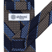 Striped Grenadine Garza Grossa Silk Tie Beige