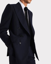 Costume Crois En Fresco De Laine 3 Ply Bleu Marine