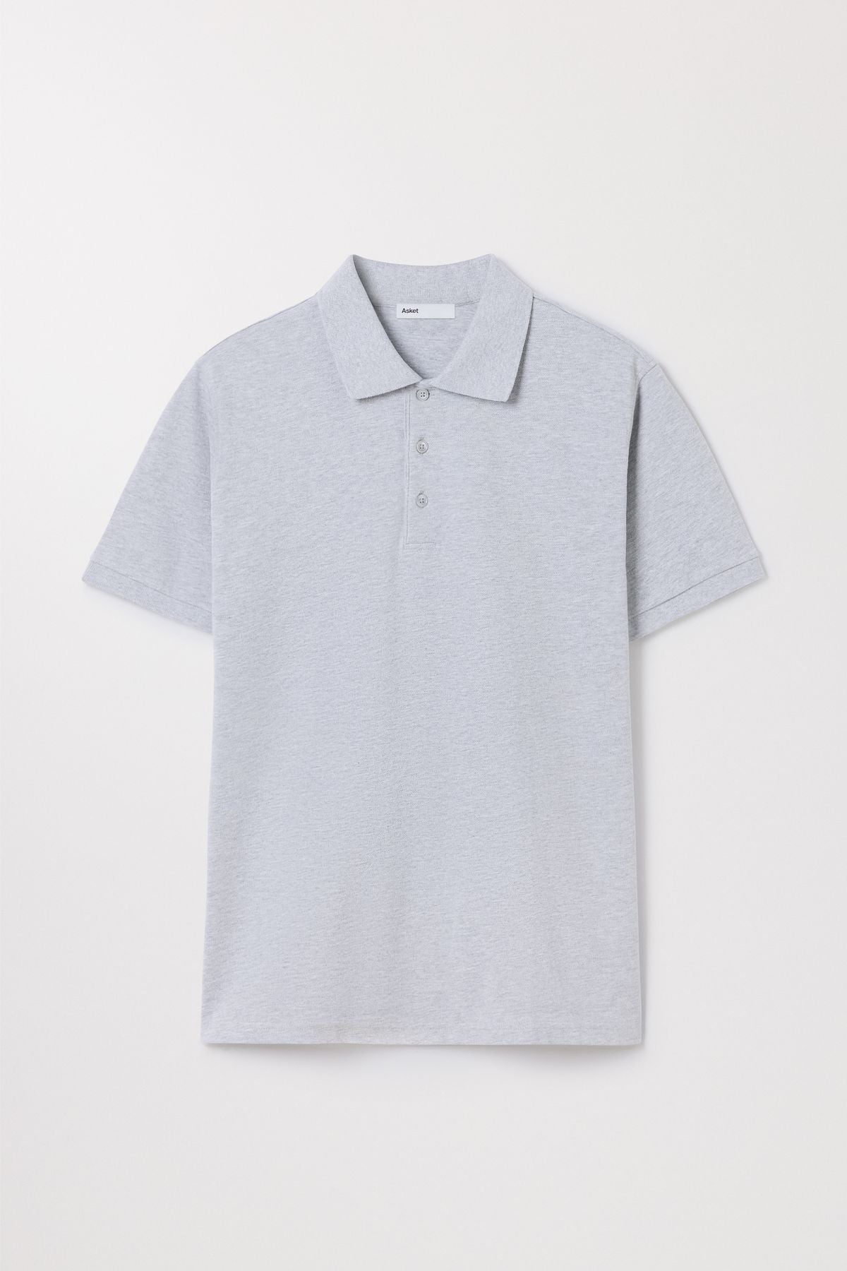 Grey Melange Pique Polo Organic Cotton Asket