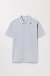 Grey Melange Pique Polo Organic Cotton Asket