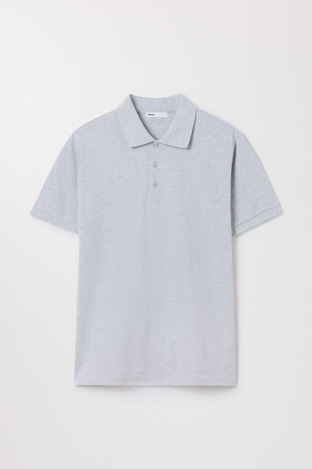 Grey Melange Pique Polo Organic Cotton Asket