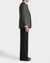 Veste Droite En Serg De Laine Et Mohair 2 Ply Chevrons Noir Et Gris