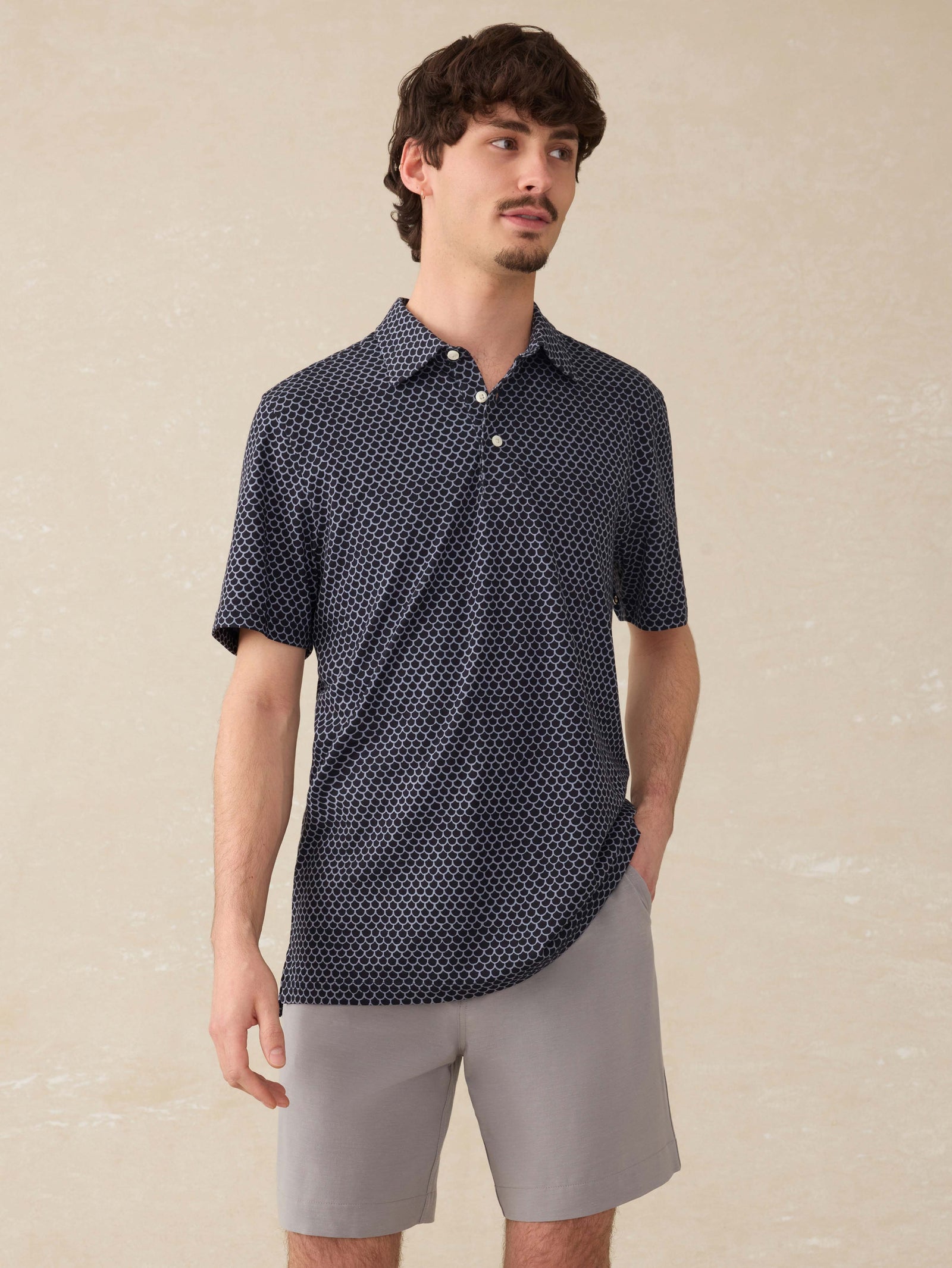 Short-Sleeve Movement™ Pique Polo - Midnight Fishscale