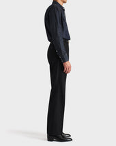 Pantalon Droit En Serg De Laine Peign E Noir