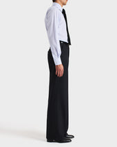 Chemise Col Large En Popeline De Coton Bleu Clair Rayures