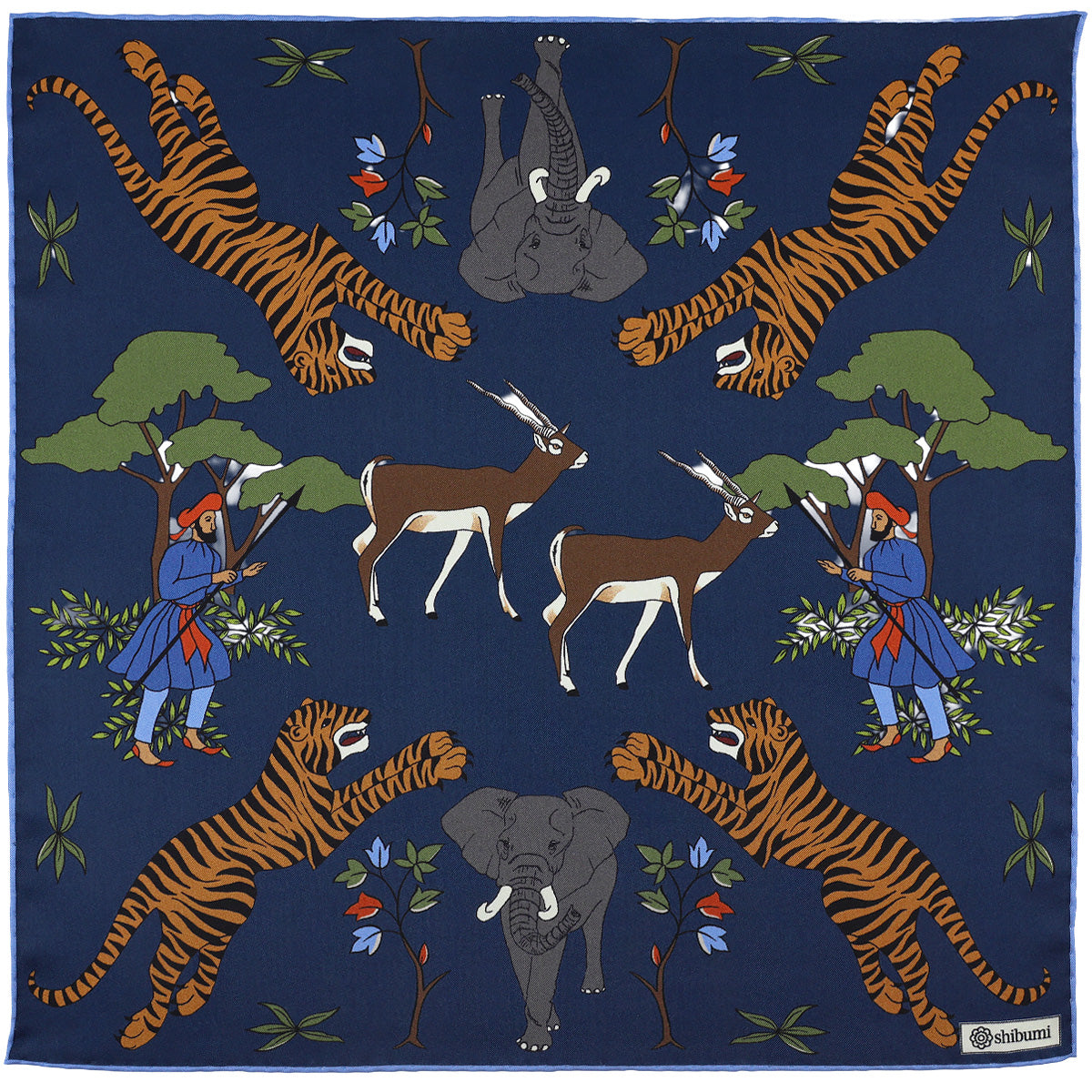 Animal Motif Silk Pocket Square 40x40cm