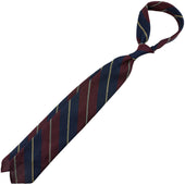 Striped Fina Grenadine Silk Linen Tie Navy