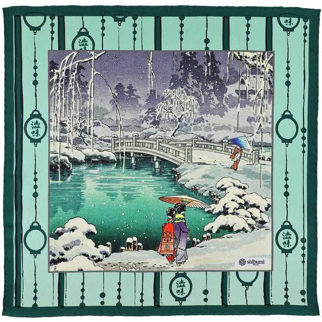 Ukiyo-e Silk Pocket Square - Maruyama-Koen - 40x40cm