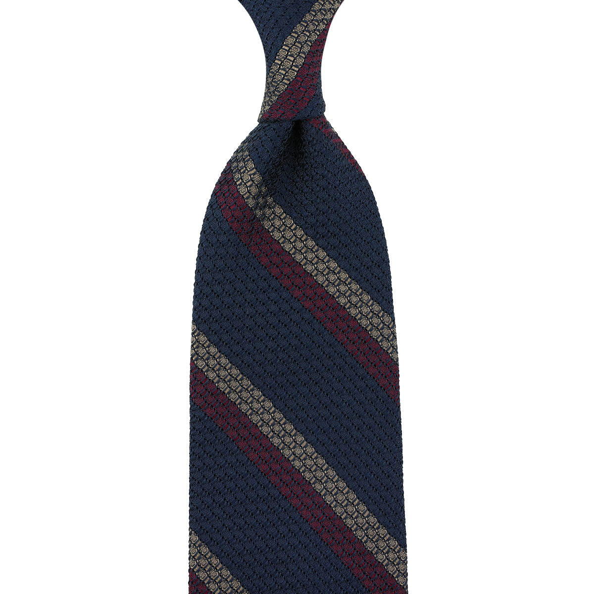 Striped Grossa Grenadine Silk Tie Berry