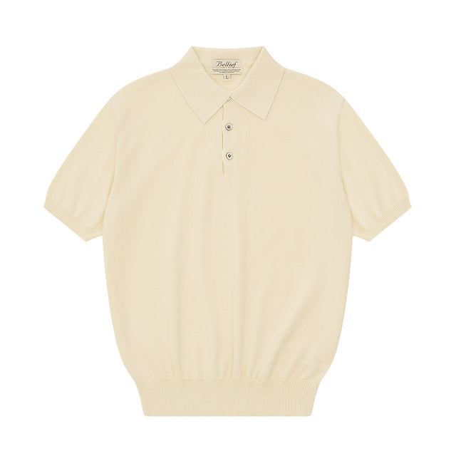 Essential Short Sleeve Polo Knit (Ecru)