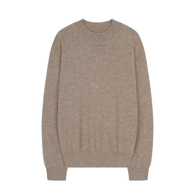 Essential Wool Comfort Moc-Neck knit (Beige)