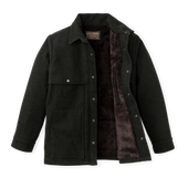 Lined Mackinaw Wool Cape Coat - Peat Black