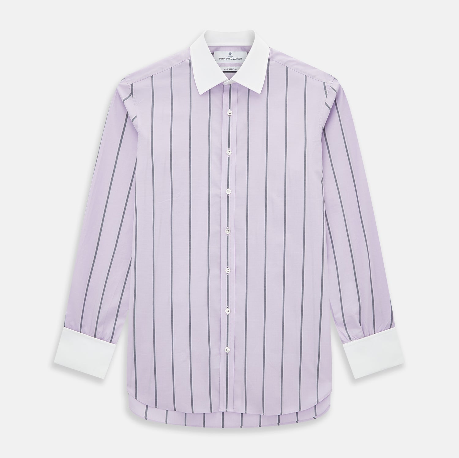 Lilac Track Stripe Shirt With Contrast T A Collar And Cuffs