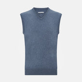 Avio Blue Cashmere V-neck Vest