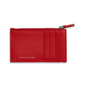 Red Leather Zip Coin And Card Holder