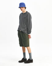 Stripe Pocket L S T Shirts Grey