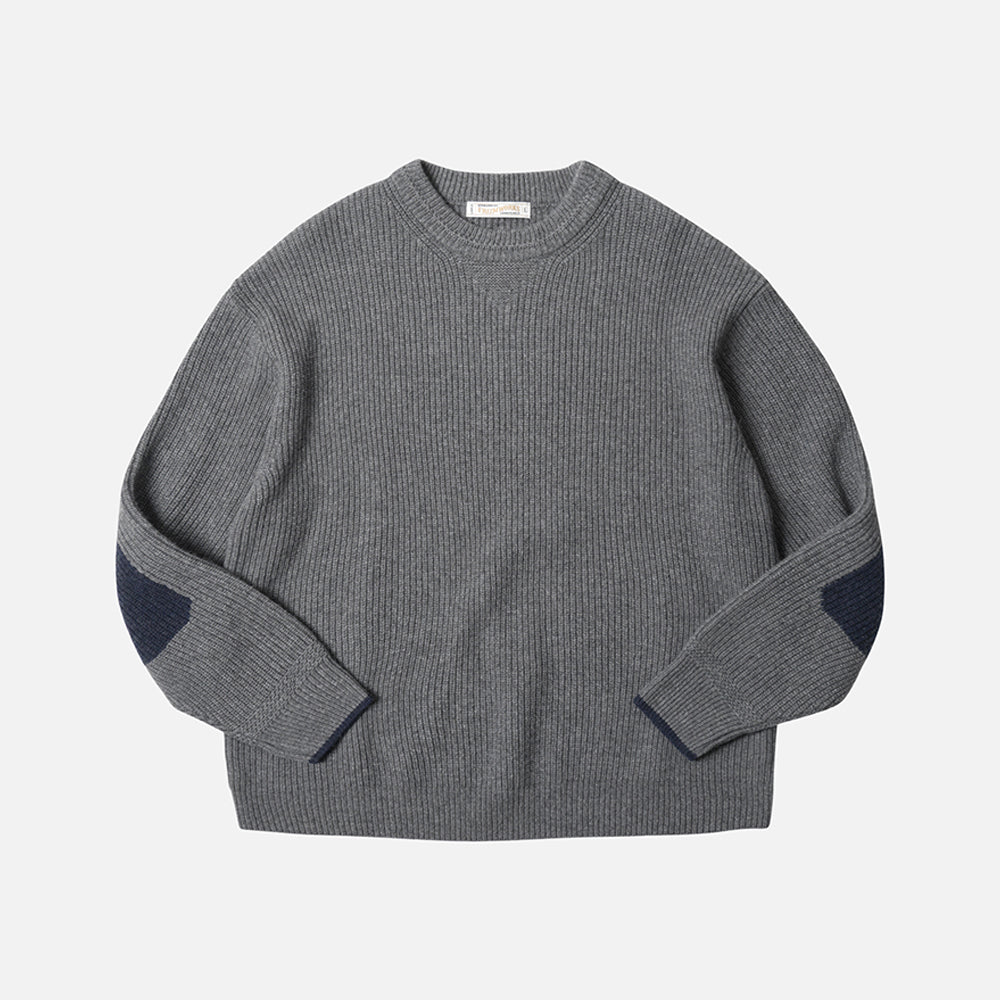 Patch Round Pullover Knit Grey