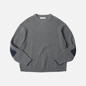 PATCH ROUND PULLOVER KNIT - GREY