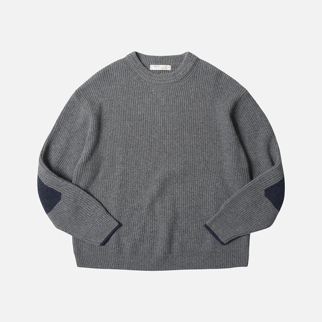 PATCH ROUND PULLOVER KNIT - GREY